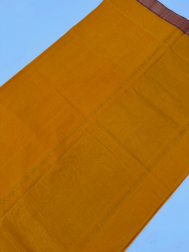 Handwoven Mangalgiri Cotton Saree | Tumeric Yellow | Gold Zari | Handwoven | Ships from California